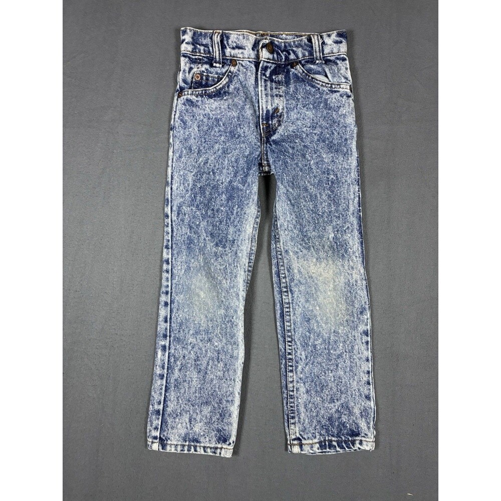 Vtg Little Levis Jeans Orange Tab 80s 90s Kids Acid Wash Straight USA Denim Sz 7